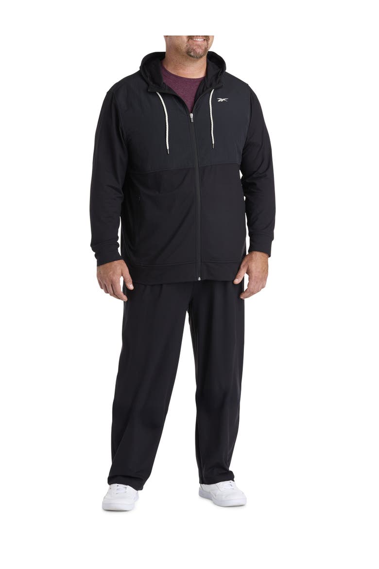 Big & Tall 365 Mixed Media Performance Hoodie, Alternate, color, BLACK SOLID