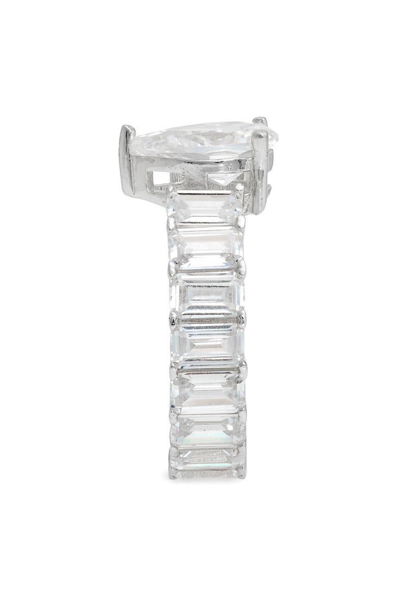 Pear & Emerald Cut Cubic Zirconia Eternity Ring, Alternate, color, SILVER/ WHITE