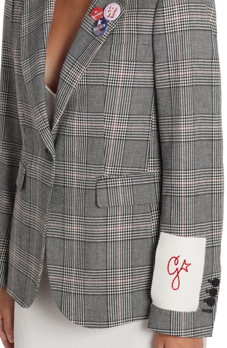 Golden Goose Dune Glen Plaid Virgin Wool Blend Blazer, Alternate, color, Grey/ Bone White