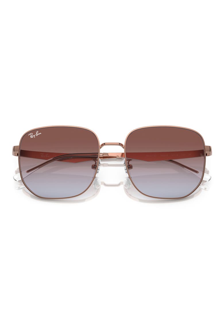 57mm Gradient Irregular Sunglasses, Alternate, color, ROSE GOLD / LIGHT BLUE VIOLET