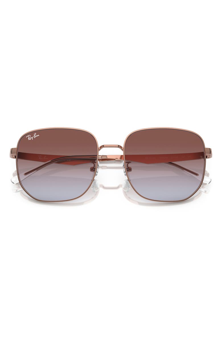 Ray-Ban 57mm Gradient Irregular Sunglasses, Alternate, color, Rose Gold / Light Blue Violet