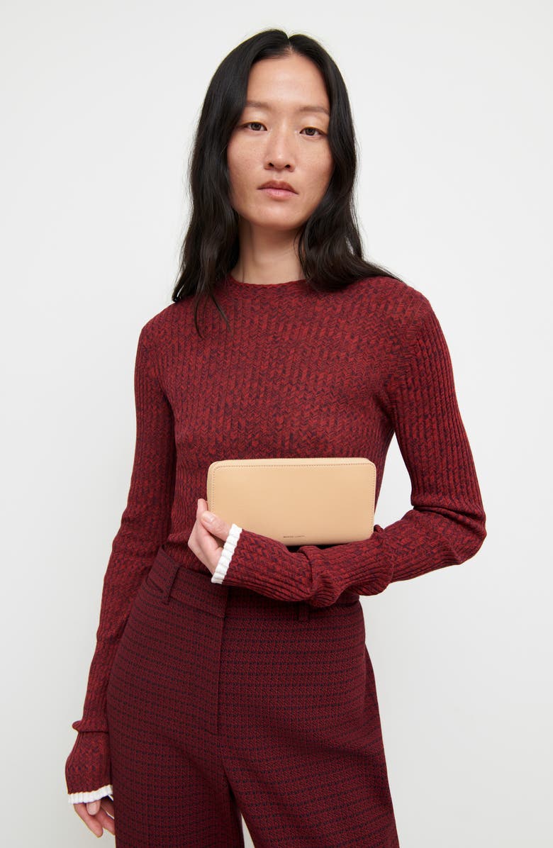 Mansur Gavriel Saffiano Leather Zip Continental Wallet, Alternate, color, Sand