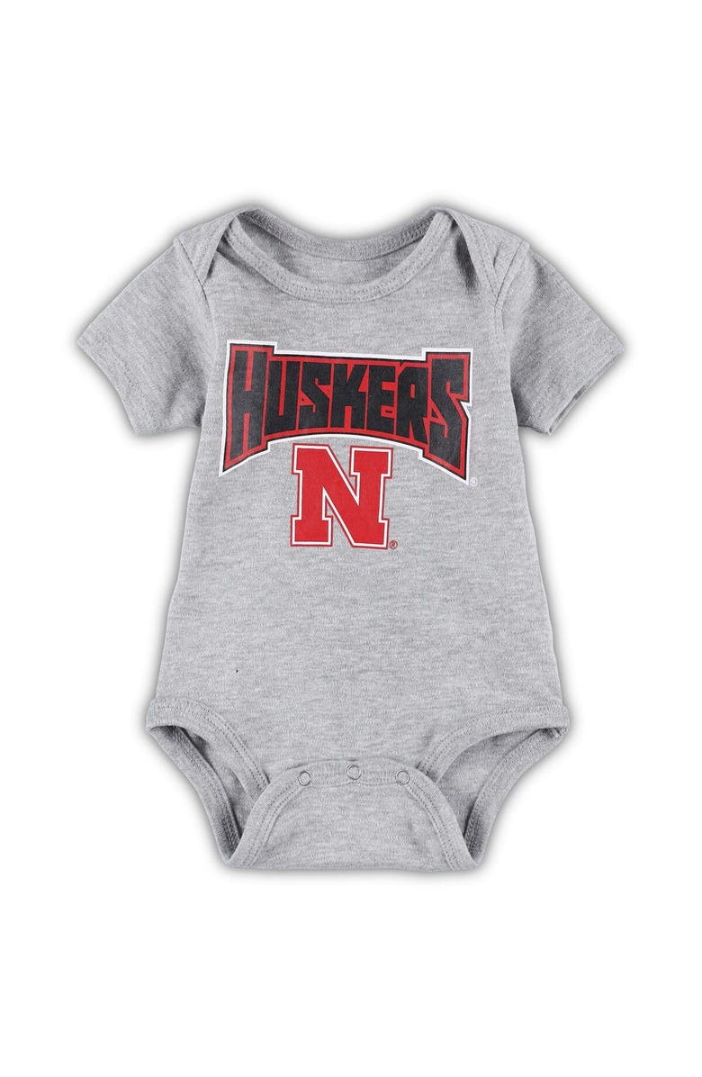 Outerstuff Newborn & Infant Scarlet/Black/Heathered Gray Nebraska Huskers 3-Pack Game On Bodysuit Set, Alternate, color, 