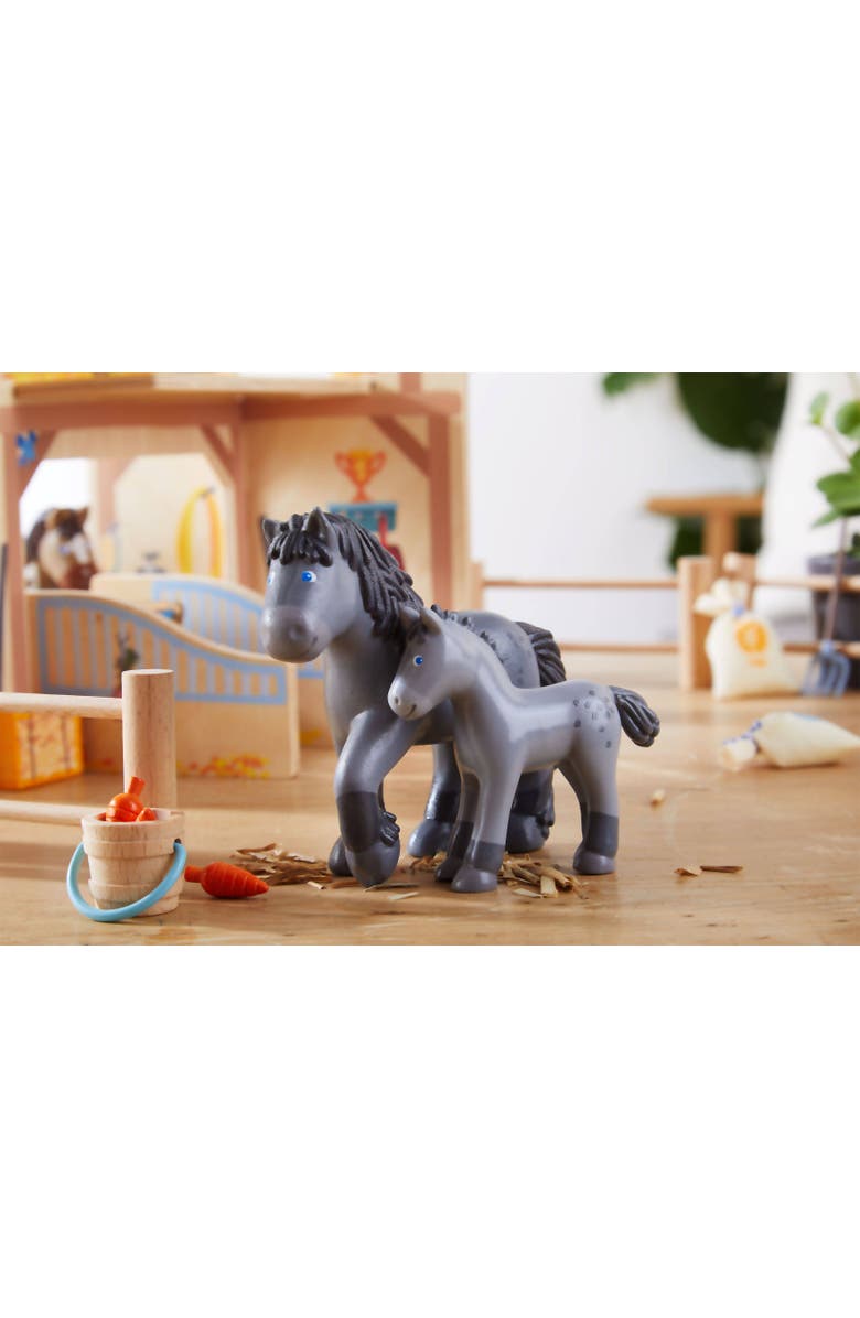 HABA Little Friends Momma and Baby Playset - Cassandra Horse and Cleo Foal Chunky Plastic Farm Animal Toy Figures, Alternate, color, Multi
