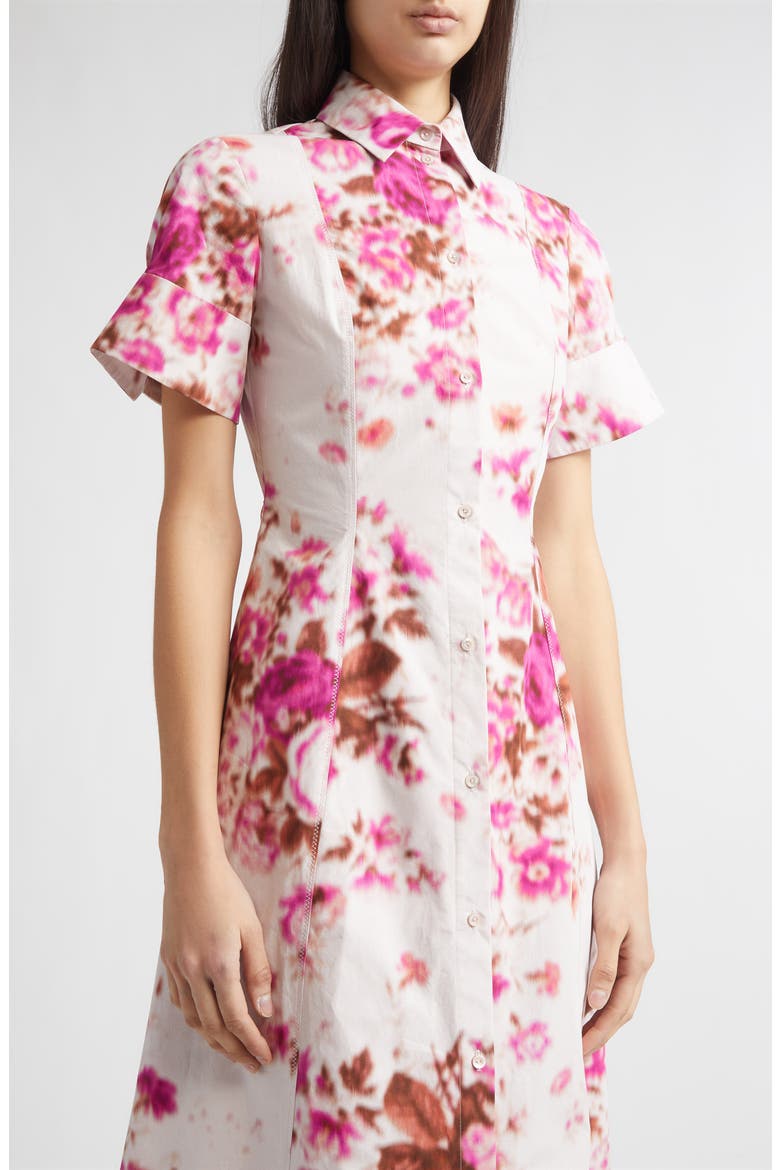 Floral Print Heavyweight Organic Cotton Poplin Shirtdress, Alternate, color, ROSE BOUQUET HOT PINK