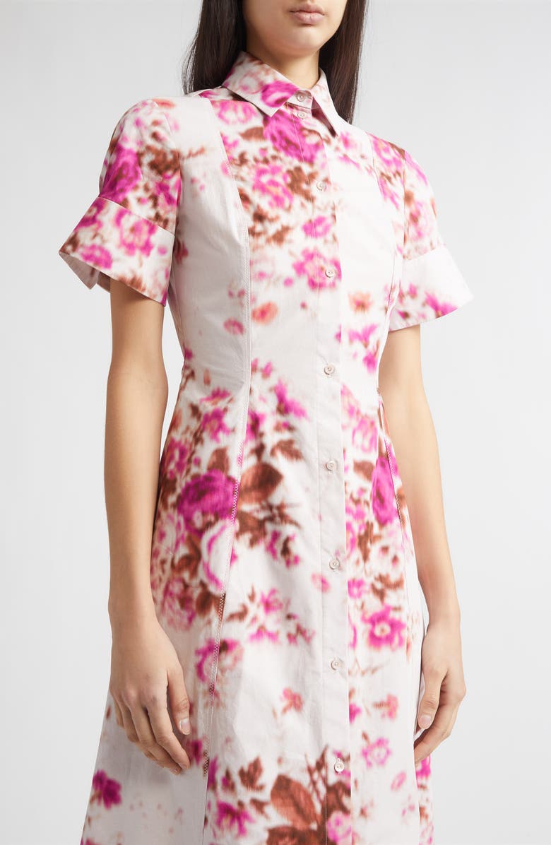 Erdem Floral Print Heavyweight Organic Cotton Poplin Shirtdress, Alternate, color, Rose Bouquet Hot Pink