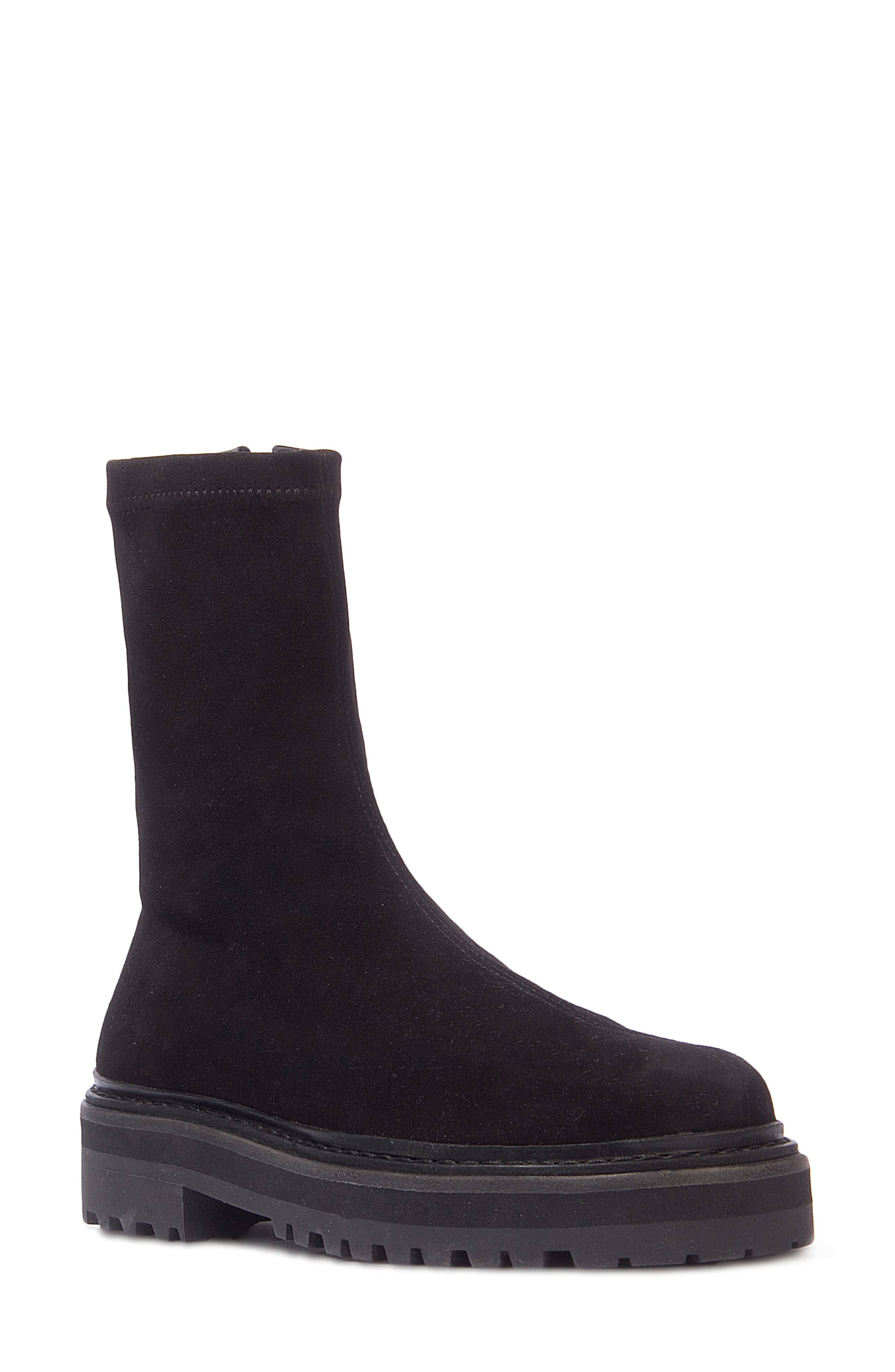 BLACK SUEDE STUDIO Dani Lug Sole Bootie, Main, color, 