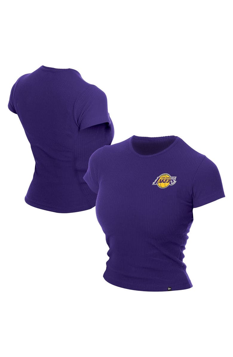 New Era Women's New Era Purple Los Angeles Lakers Leisure Collection Baby Doll Cropped T-Shirt, Main, color,