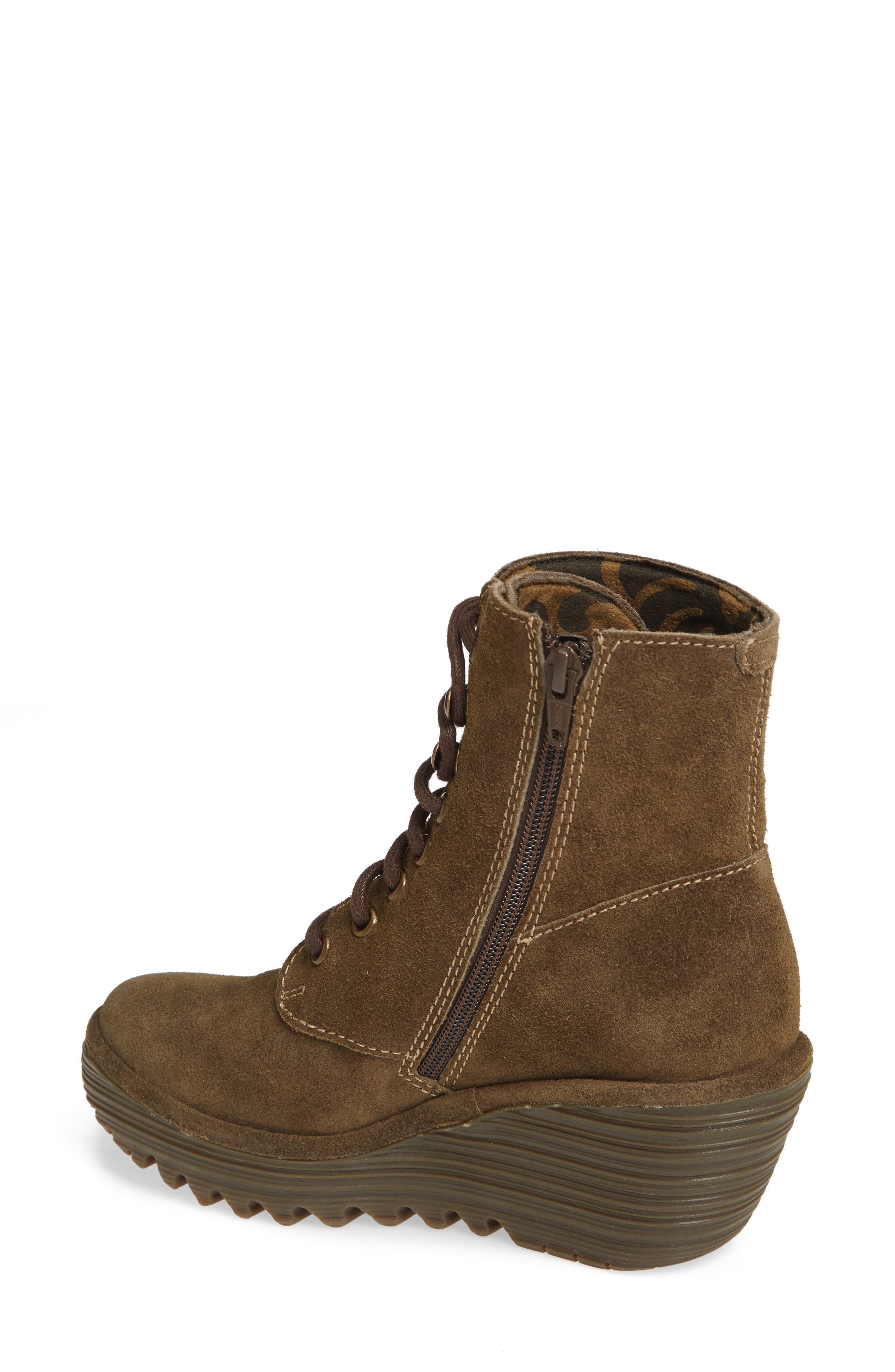 Ygot Wedge Bootie, Alternate, color, SLUDGE OIL SUEDE