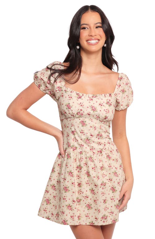 Petal And Pup Petal & Pup Isobelle Floral Puff Sleeve Cotton Mini Sundress In Neutral