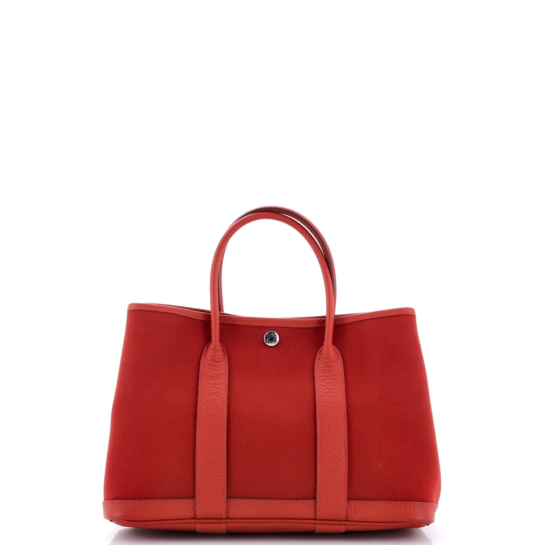 Pre-Owned Hermes Garden Party Tote Toile and Leather 30, Alternate, color, Rouge Duchesse