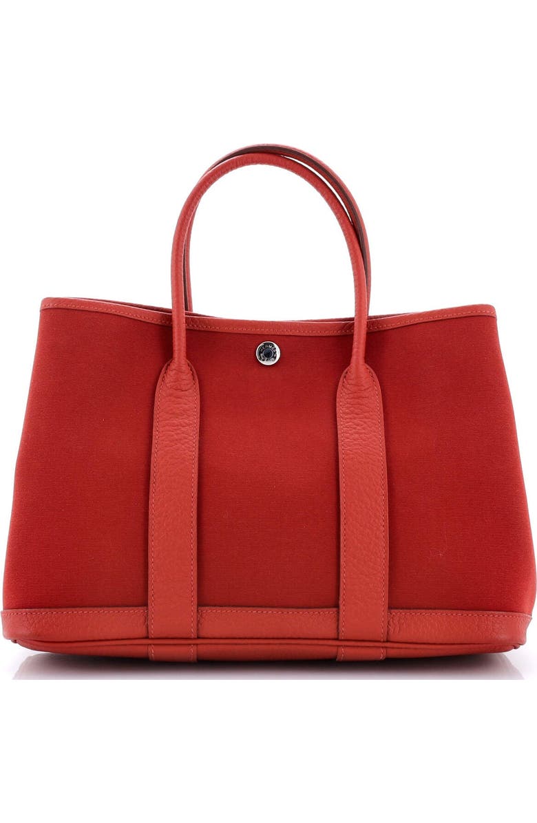 Pre-Owned Hermes Garden Party Tote Toile and Leather 30, Alternate, color, Rouge Duchesse