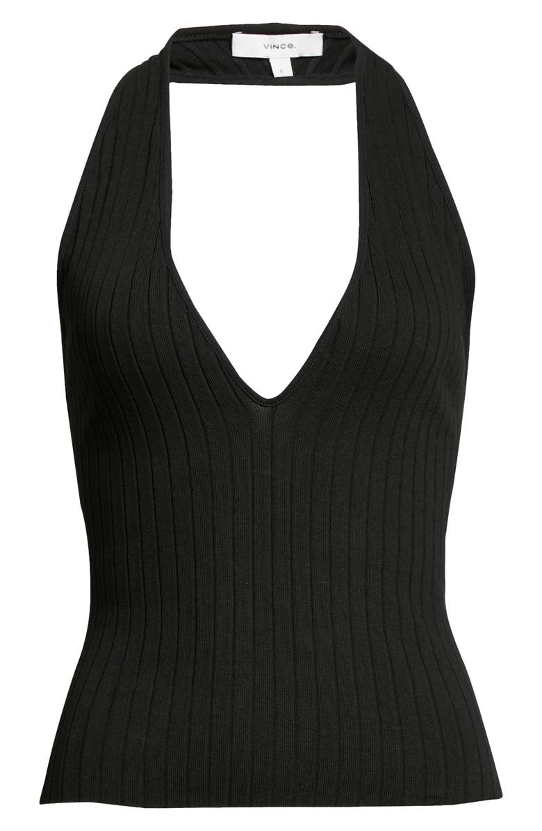 Vince Ribbed Halter Neck Cotton Blend Tank Top, Alternate, color, 