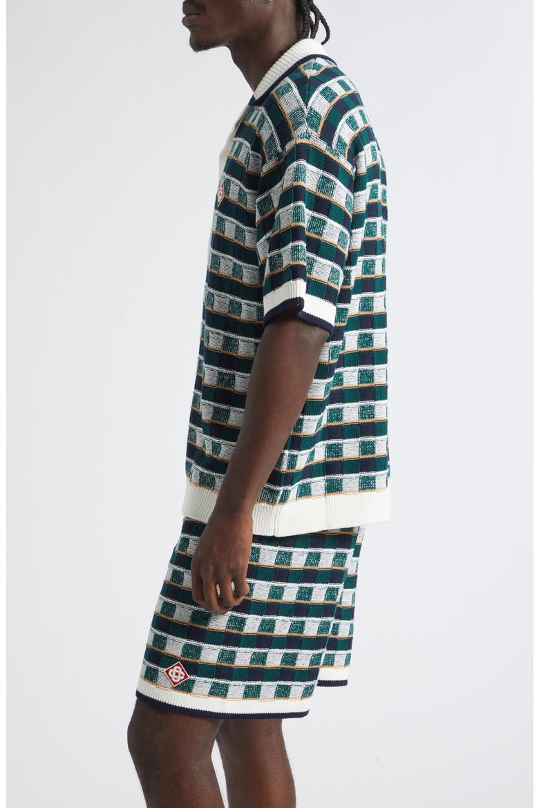 Mosaic Check Cotton Jacquard Sweater, Alternate, color, COTTON