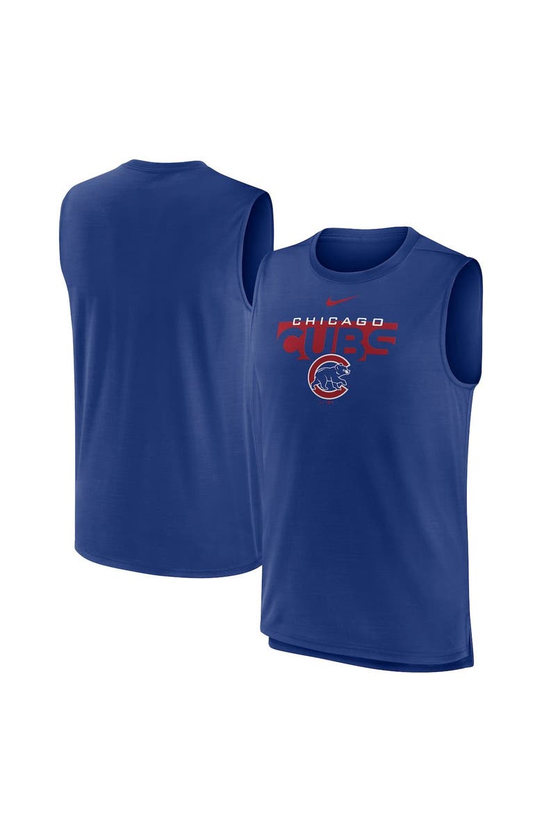 Nike Men's Nike Royal Chicago Cubs Knockout Stack Exceed Performance Muscle Tank Top, Main, color, 