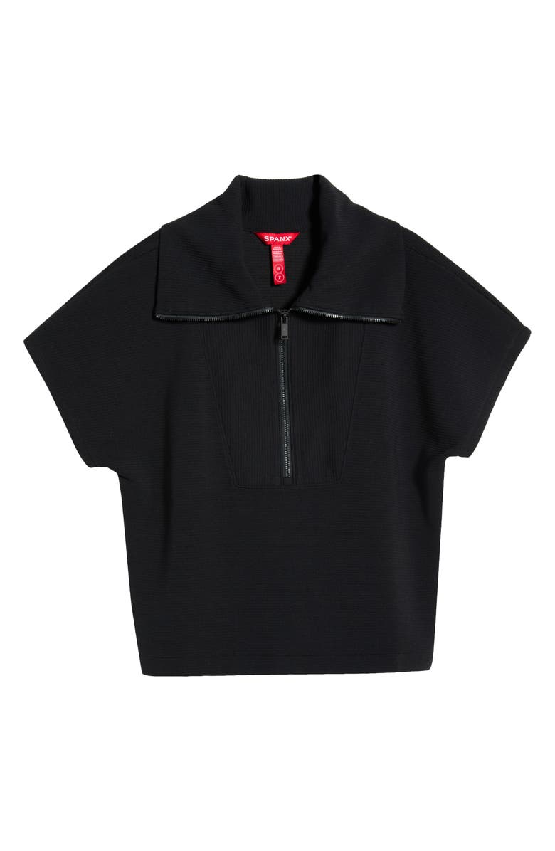 SPANX<sup>®</sup> Rib Short Sleeve Half Zip Pullover, Main, color, Very Black