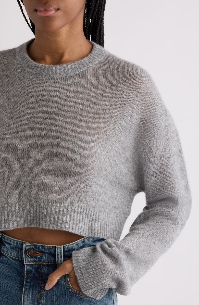 Balenciaga Crop Cashmere Sweater, Alternate, color, 1167 Heather Grey