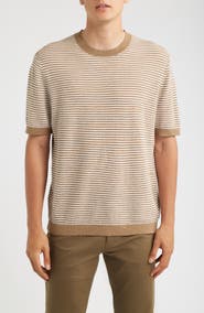 Theory Kolben Stripe Linen & Cotton Blend T-Shirt