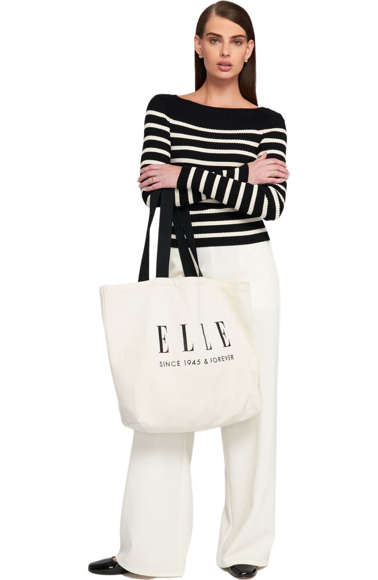 ELLE Collection Elle Printed Oversized Tote Bag, Main, color, Oat