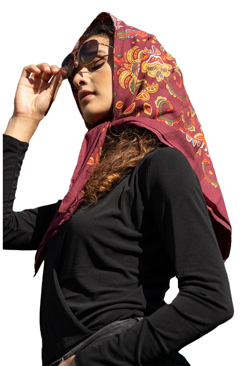 Modern Paisley Print Bandana, Alternate, color, BURGUNDY