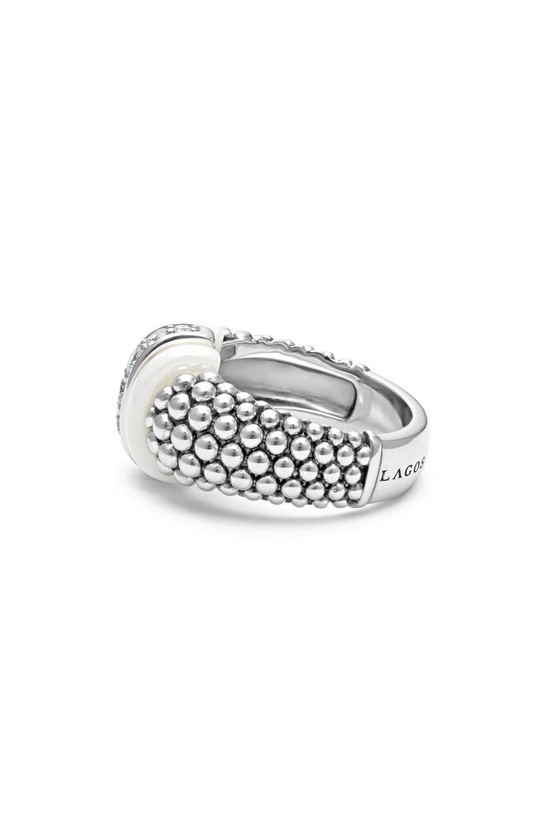 White Caviar Diamond Link Ring, Alternate, color, SILVER/ DIAMOND
