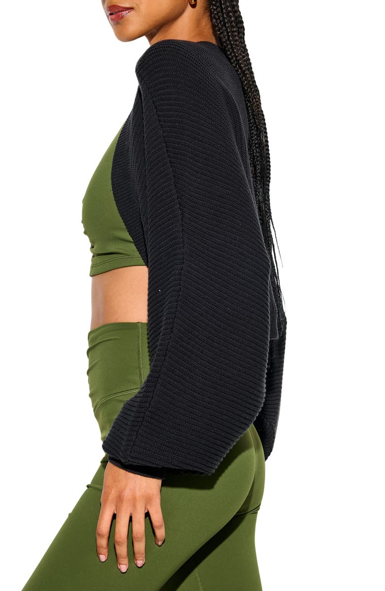 Spiritual Gangster Vera Studio Cotton Shrug, Alternate, color, Black