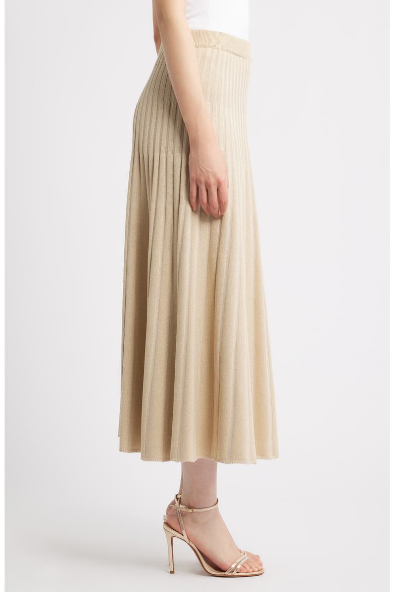 Metallic Rib Maxi Skirt, Alternate, color, BISCOTTI/GOLD