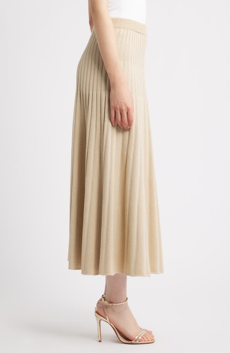 Misook Metallic Rib Maxi Skirt, Alternate, color, Biscotti/Gold