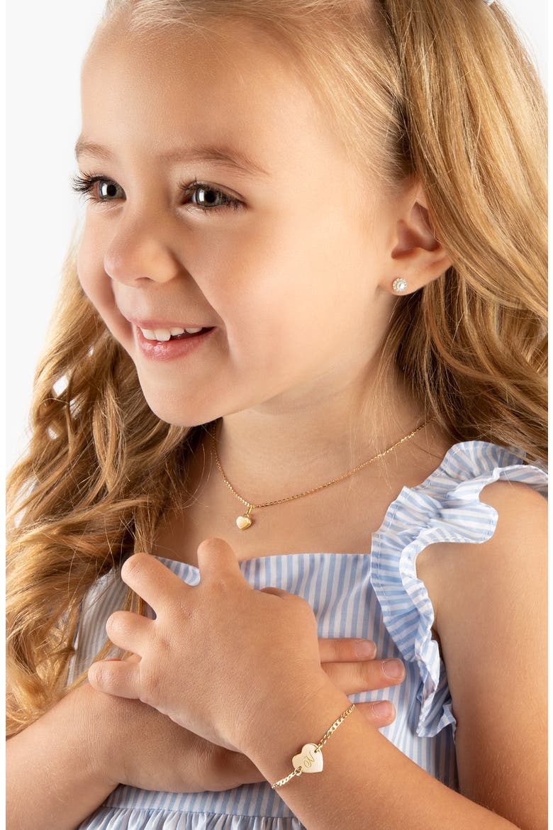 14K Gold Heart of Gold ID & Engraved Initial 6" Bracelet, Alternate, color, 14K Gold - N