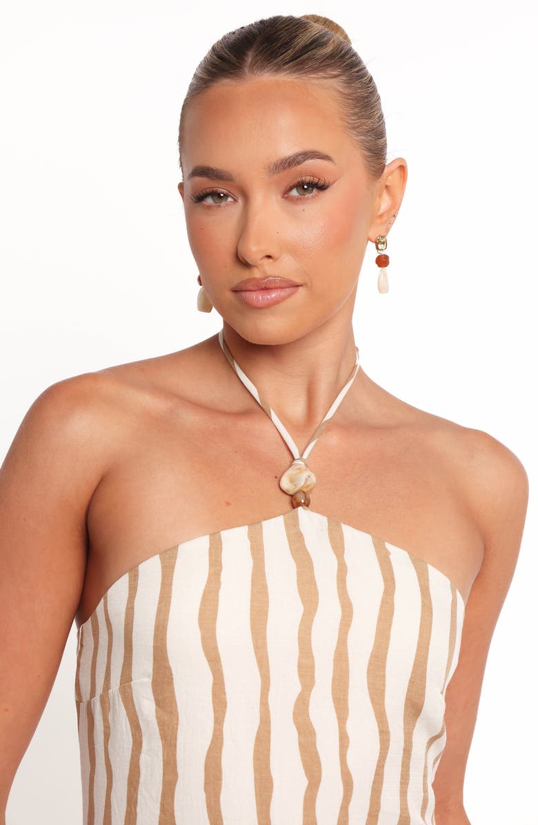 Petal & Pup Kim Halter Maxi Dress, Alternate, color, Tan Stripe