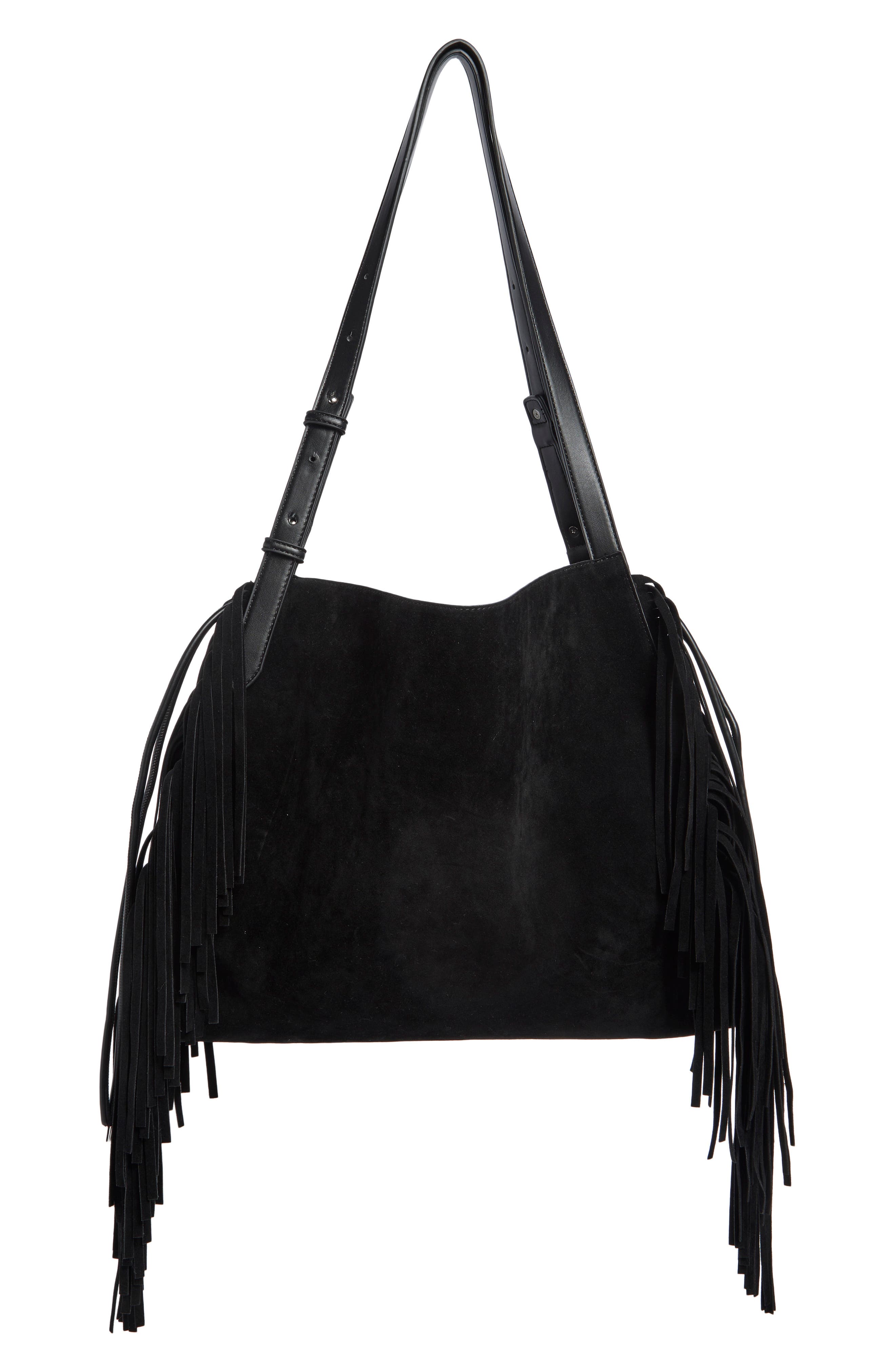 Fringe Tote Bag, Alternate, color, BLACK