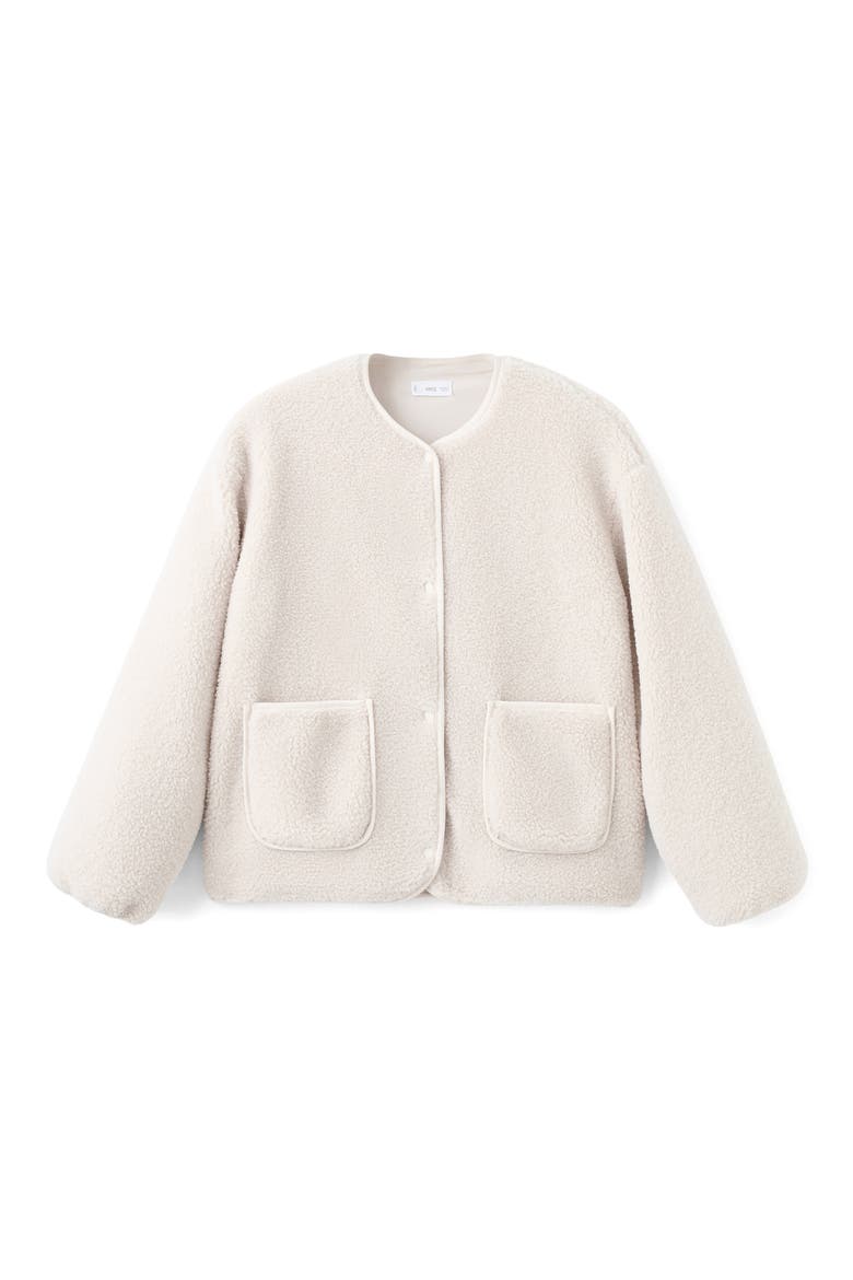 Textured Fleece Snap-Up Jacket, Alternate, color, ECRU