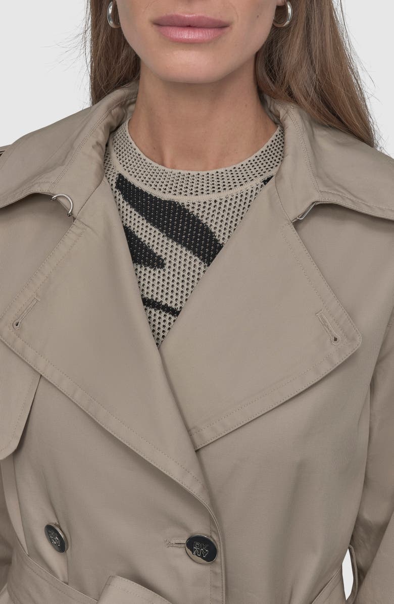 DKNY Grommet Sleeve Trench Coat, Alternate, color, Pebble