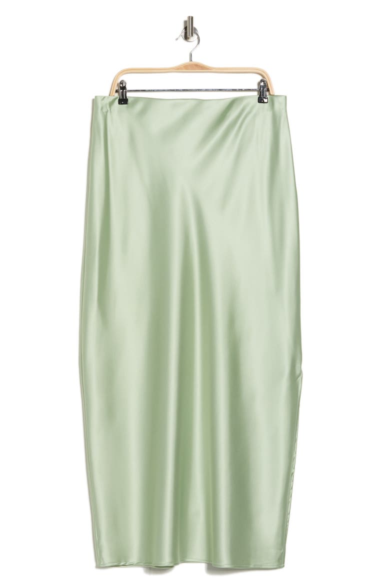Side Slit Satin Maxi Skirt, Alternate, color, MINT