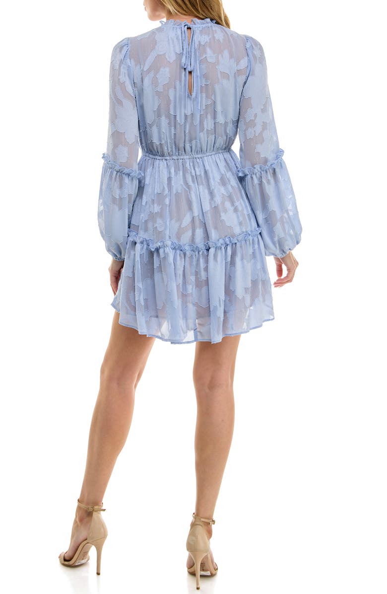 Socialite Tie Neck Metallic Babydoll Minidress, Alternate, color, French Blue