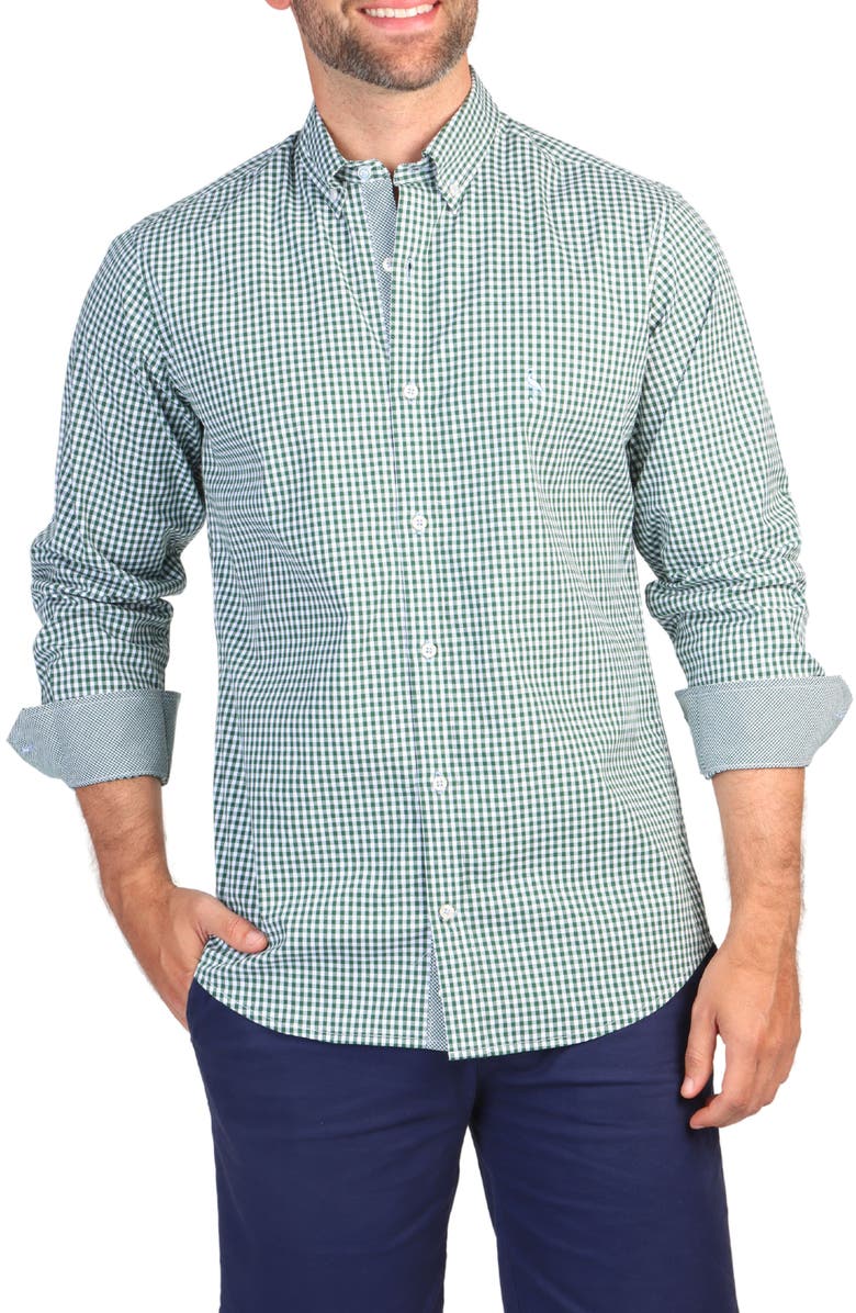 TailorByrd Gingham Stretch Button-Down Shirt, Alternate, color,