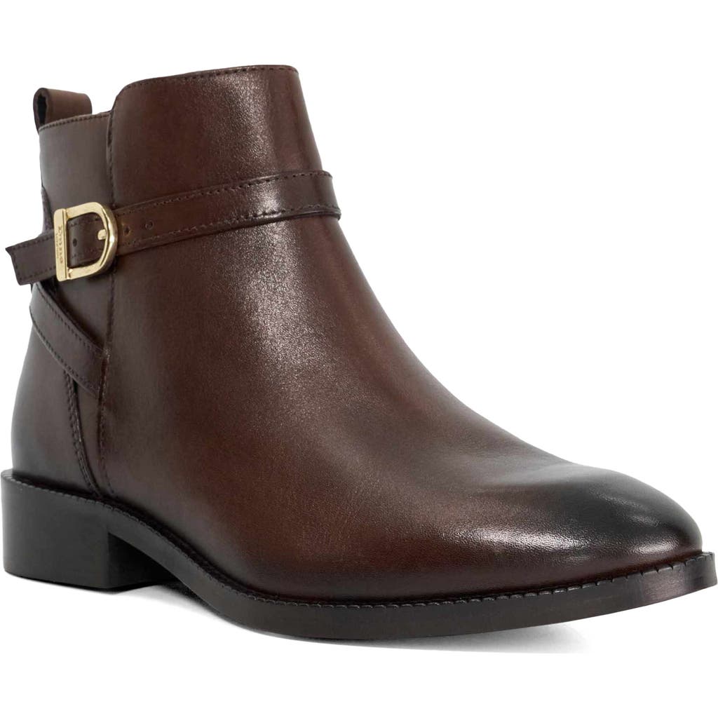 Dune London Pemma Buckle Strap Bootie In Brown