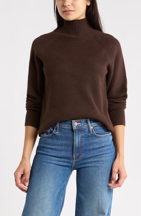 Raglan Sleeve Mock Neck Sweater