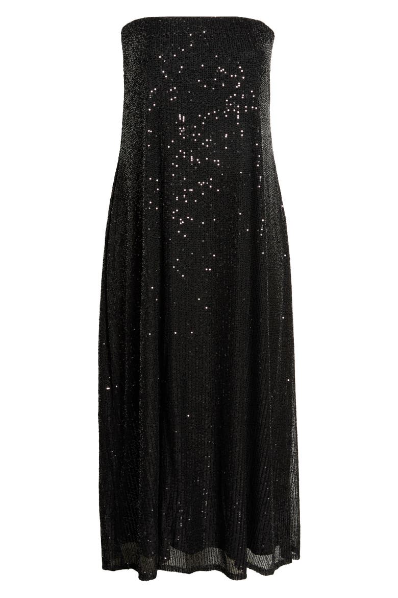 Friday Nights Sequin Strapless Maxi Dress, Alternate, color, BLACK-SILVER