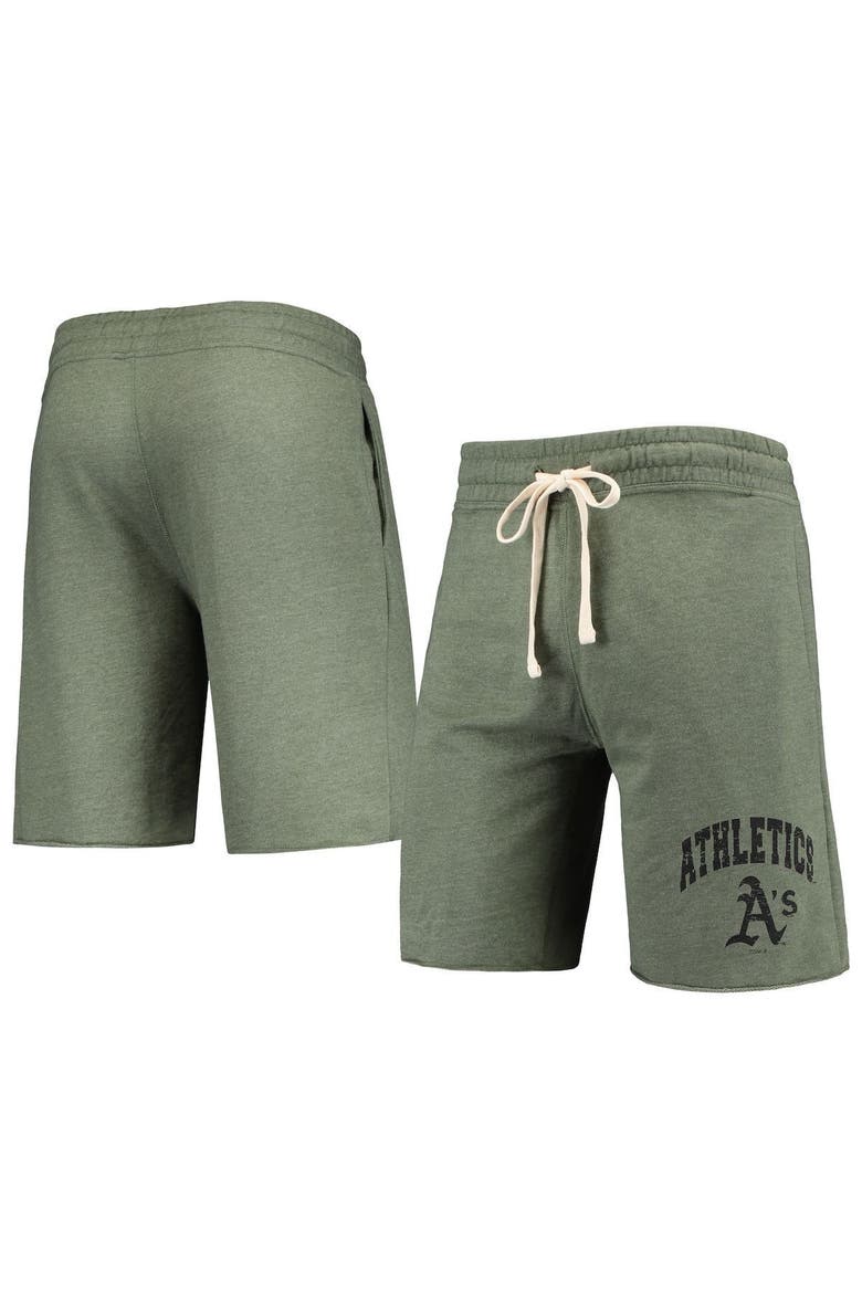 Men's Concepts Sport Heathered Olive Oakland Athletics Mainstream Tri-Blend Shorts, Main, color, Green