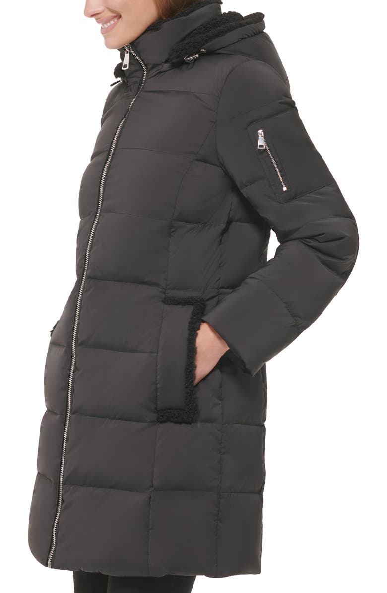 Calvin Klein Faux Shearling Lined Down Puffer Jacket, Alternate, color, Black