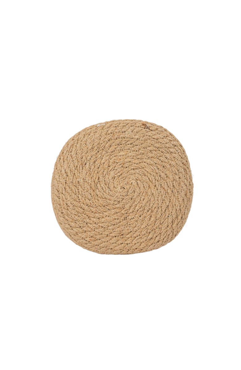 Foreside Home and Garden Woven Tapered Basket Jute & White Cotton Rope, Alternate, color, White