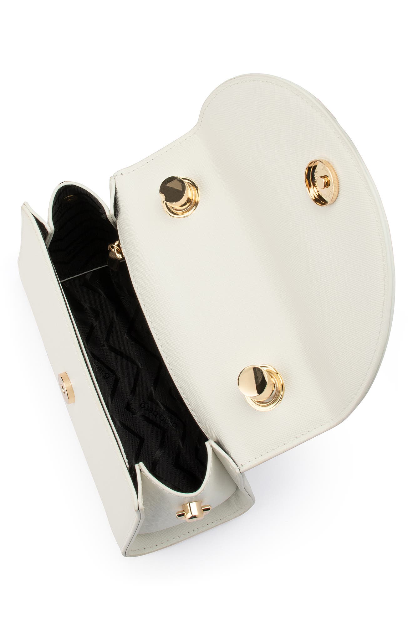 Olga Berg Sasha Faux Leather Top Handle Bag, Alternate, color, White