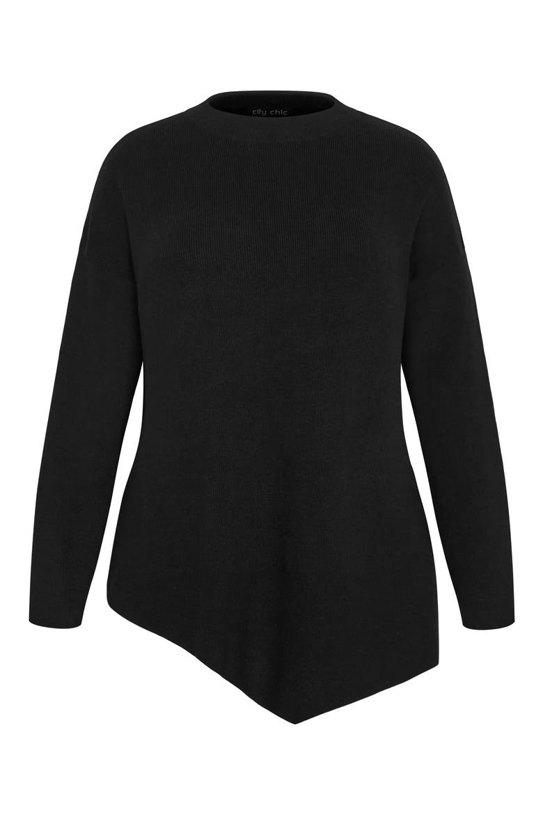 Madison Mock Neck Asymmetric Sweater, Alternate, color, BLACK