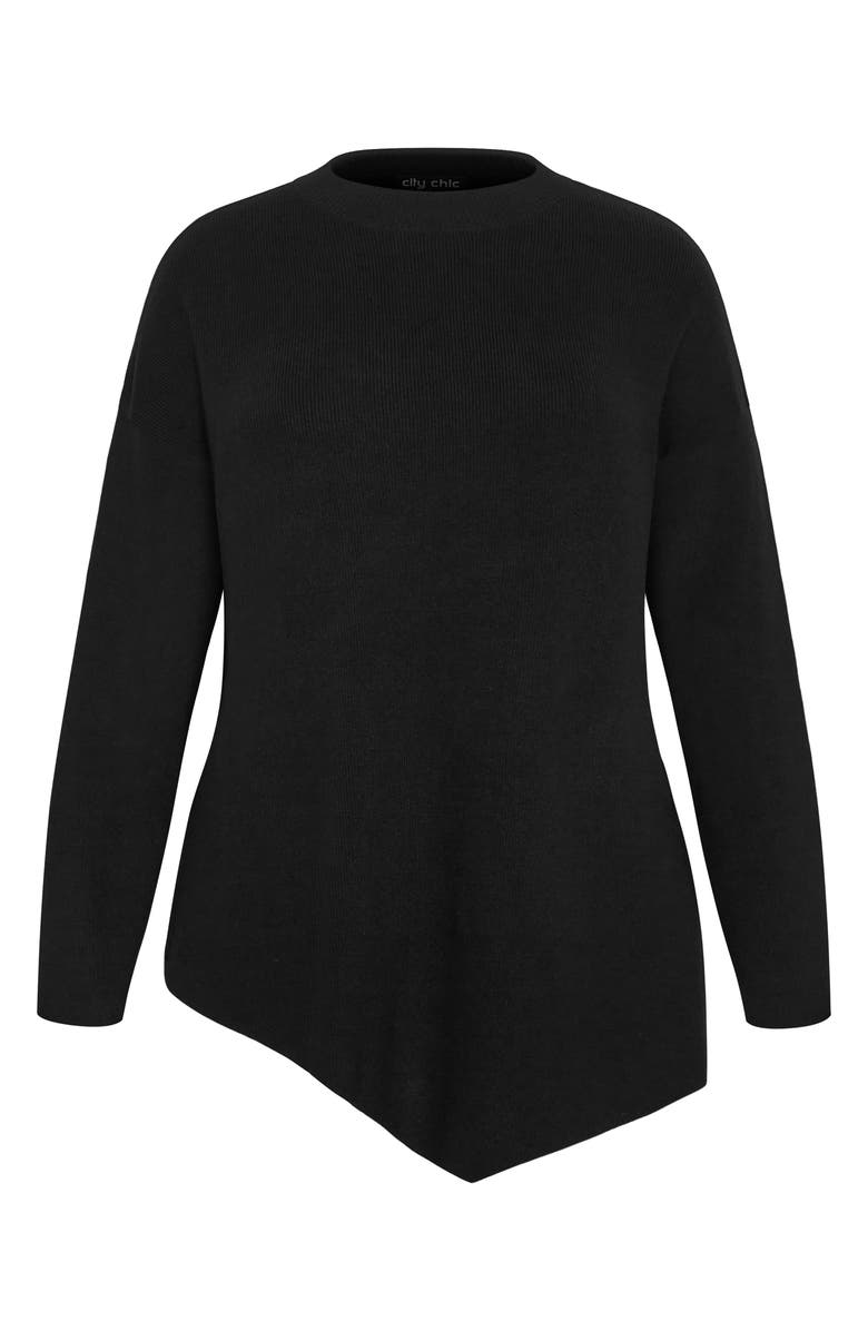 City Chic Madison Mock Neck Asymmetric Sweater, Alternate, color, Black