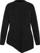 City Chic Madison Mock Neck Asymmetric Sweater