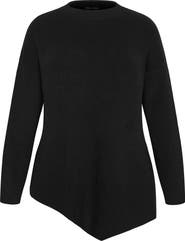 City Chic Madison Mock Neck Asymmetric Sweater