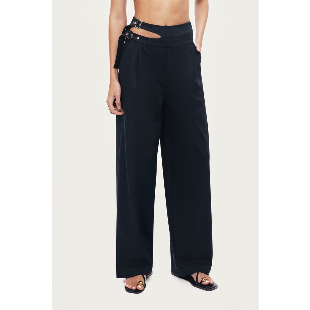 Nocturne Cut-out Waist Wide-leg Pants In Black