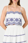 French Connection Alissa Embroidered Crop Cotton Top