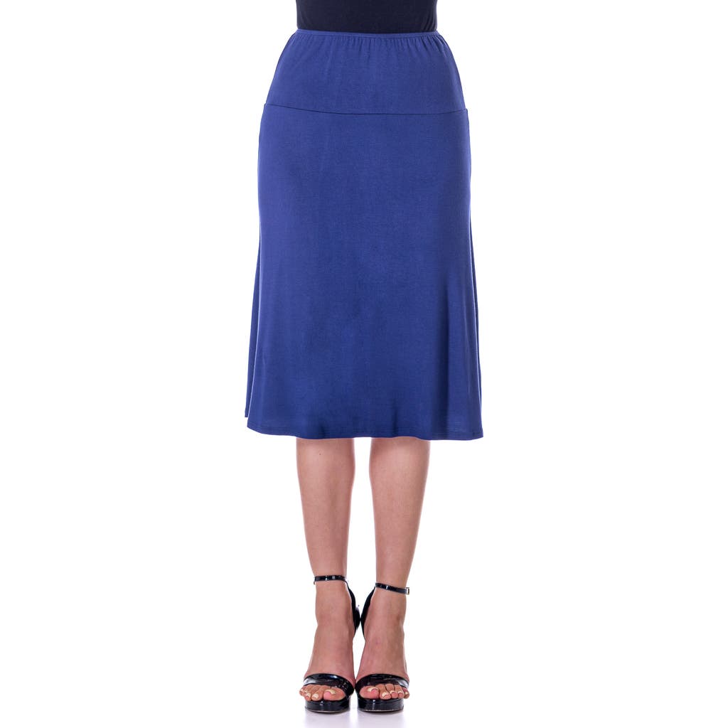 24seven Comfort Apparel A-LINE Elastic Waist Knee Length Skirt in Navy  product